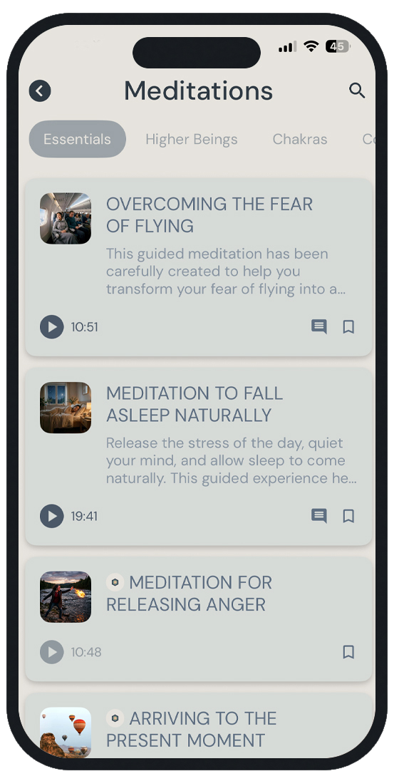 Now meditation app screen